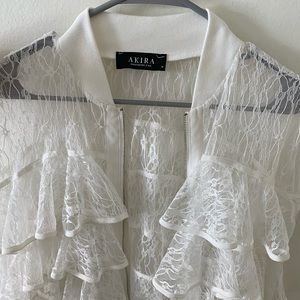 AKIRA ruffled lace jacket medium